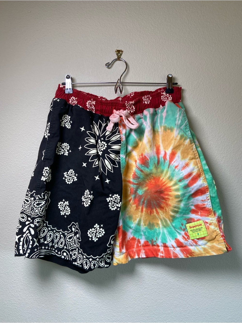 Supervsn Studio Tie-Dye and Bandana Print Shorts
